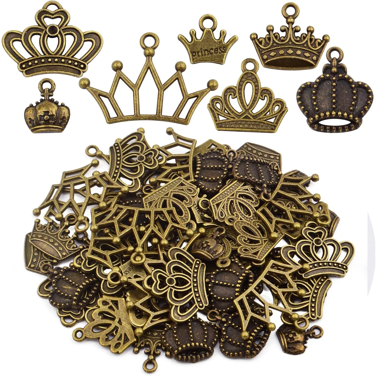 

70 шт., подвески в виде короля, винтажный сплав, королева, принцесса, висячие подвески, принадлежности для рукоделия, ожерелье, браслет