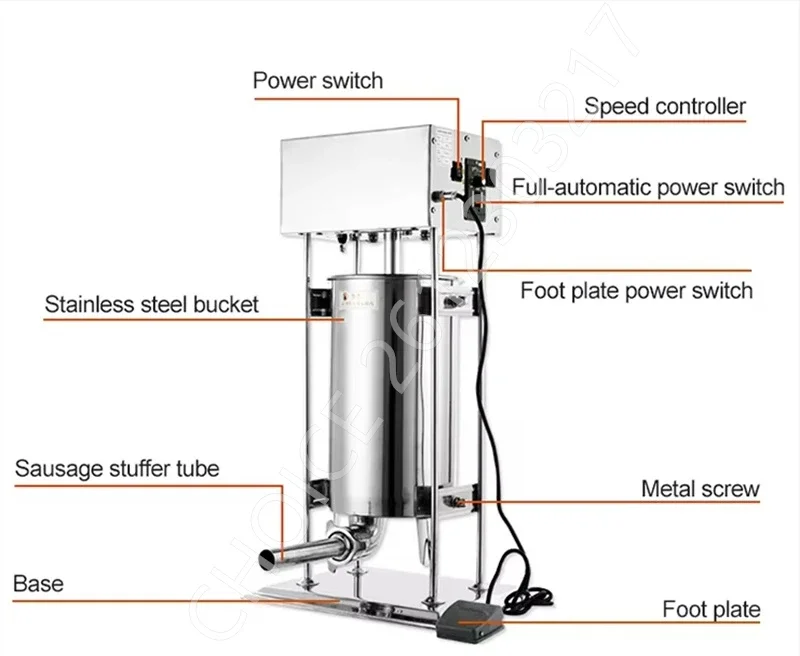 Máquina eléctrica automática para hacer salchichas, embutidor de acero inoxidable, procesamiento de carne de cocina, 110/220V