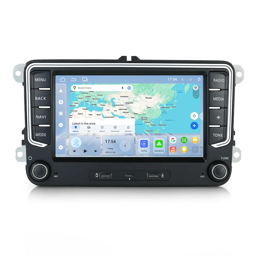 MEKEDE EU-Lagerbestand 8-Kern Android 15 7-Zoll Autoradio 4G+64GB für Volkswagen VW Golf Passat JETTA Tiguan Skoda Octavia SEAT 2DIN Kabelloses CarPlay Auto-Multimedia-Intelligentes System DSP