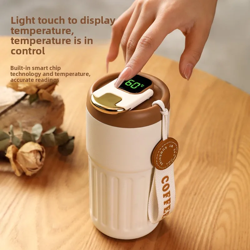 

Умный вакуумный стакан для кофе из нержавеющей стали, 6 часов, сохранение тепла, портативная дорожная кружка, подарок на заказ 316