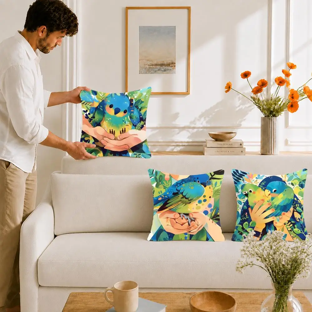 Enchanted Organic F-Forest And Symbiosis Art Cushion Cover Portable floor cushion for travel Yoga Minimalist text 2way tricot