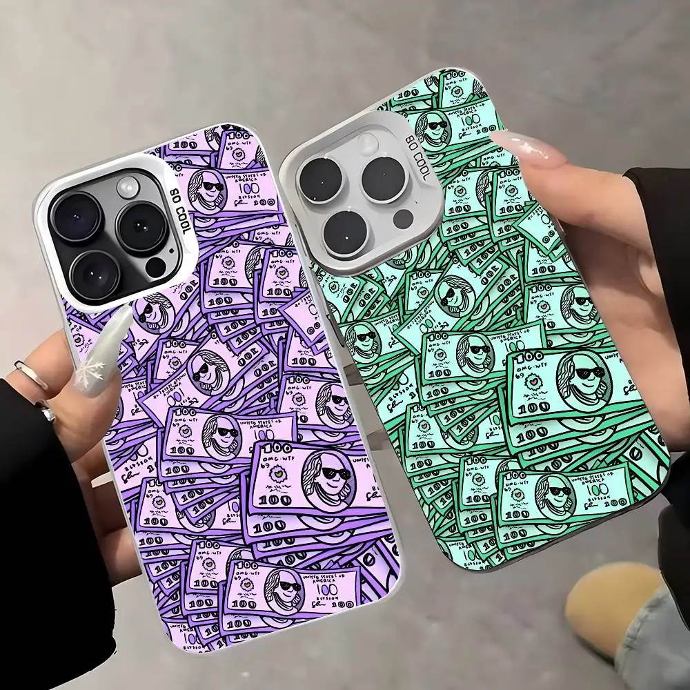 جرافيتي تصميم الإبداعية الدولار جراب هاتف آيفون 17 الهواء 16 15 14 13 12 11 برو ماكس زائد اللون للصدمات عودة الفضة كوف #1