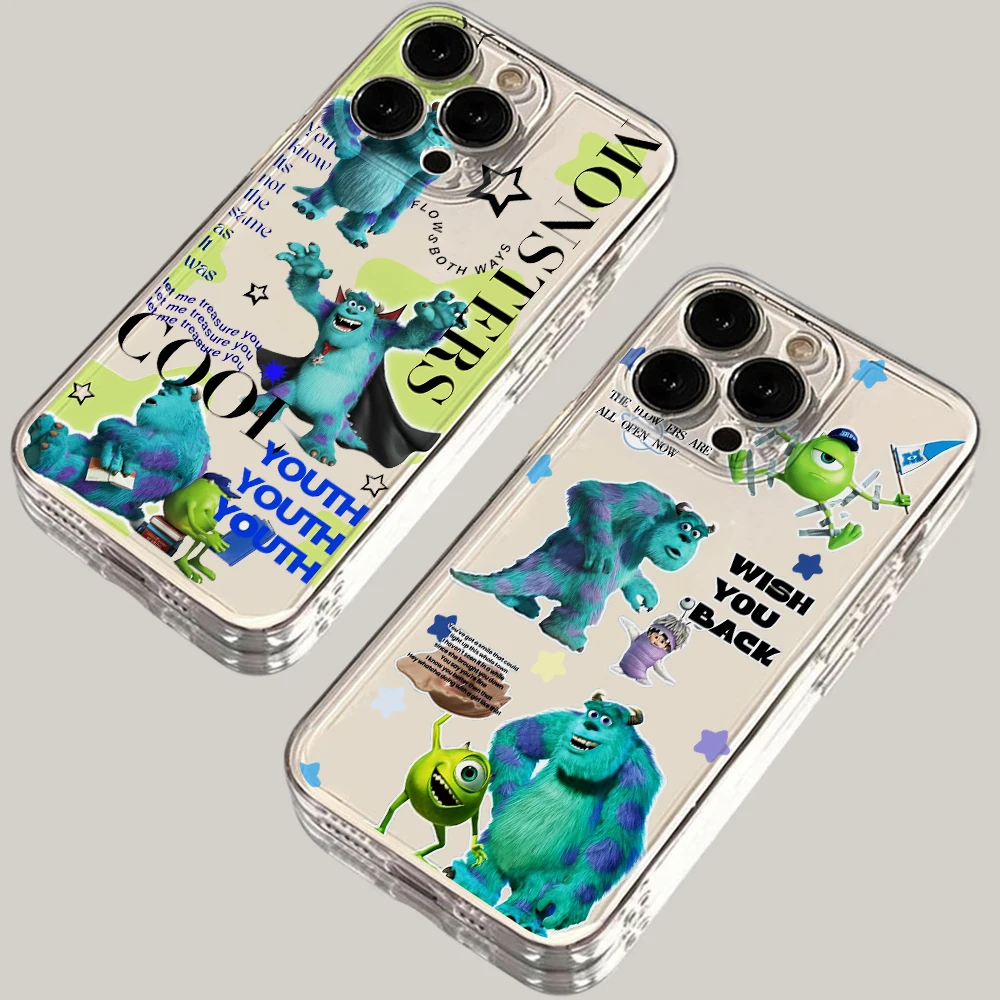 Funda de teléfono de dibujos animados Monster University para iPhone 16 15 14 Plus 13 12 Mini 11 iPhone16 Pro Max X Xs XR 7 8 cubierta suave transparente