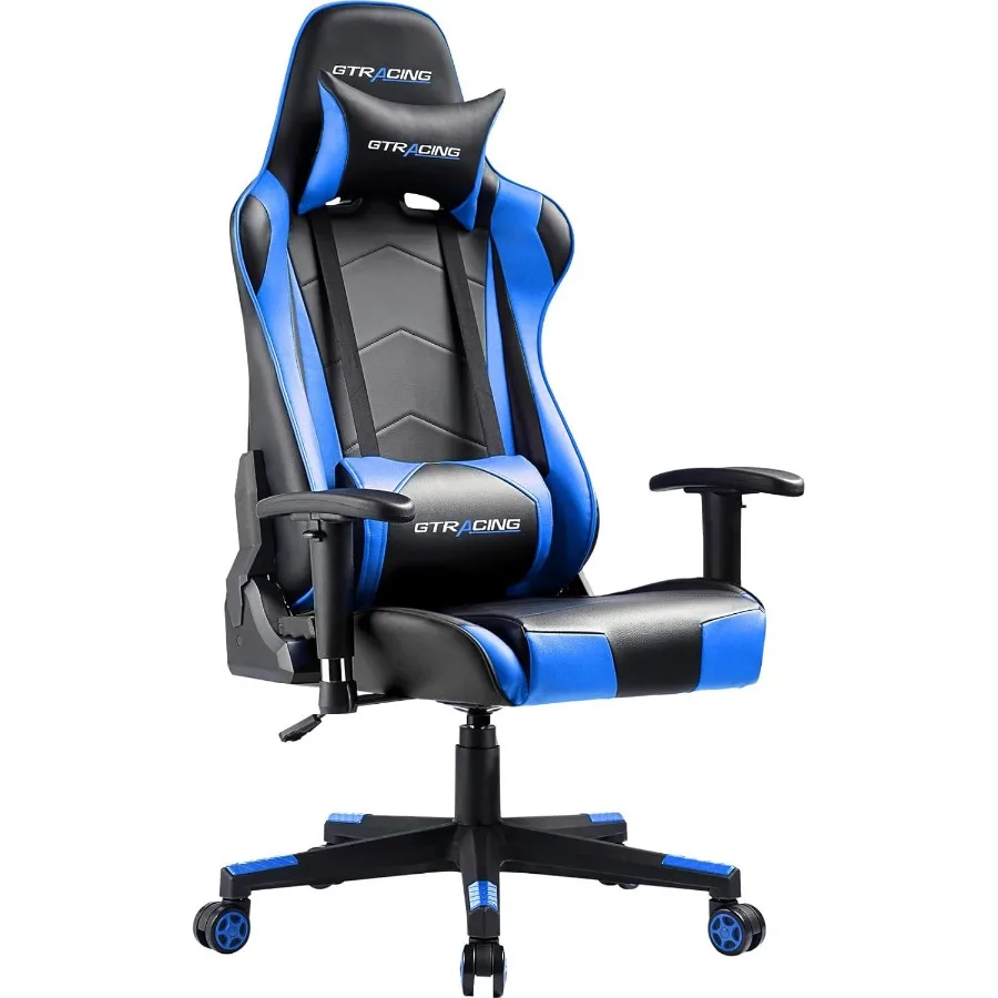 Gaming Chair Racing Office Computer Ergonomic Video Game Chair Backrest and Seat Height Adjustable Swivel Recliner with Headres