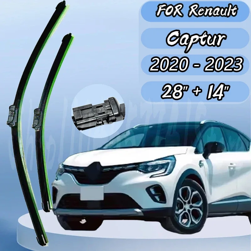 

For Renault Captur MK2 2020-2023 Car Wiper Front Wiper Blades Windshield Windscreen Window Rain Brushes 28"+14"