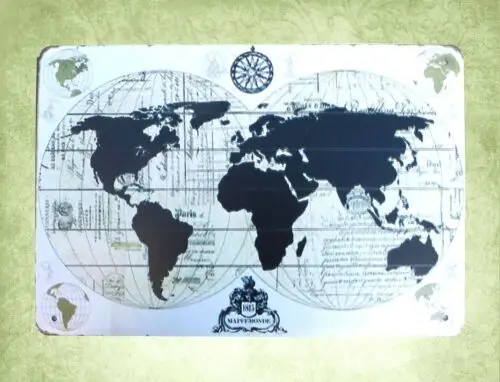 discount decoration plaque world map tin metal sign