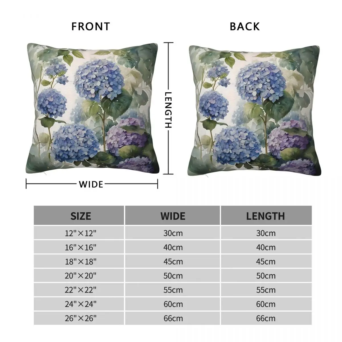 Garden Hydrangea Flowers Spring Pillowcase Polyester Linen Velvet Printed Zip Decorative Sofa Seater Cushion Cover 18