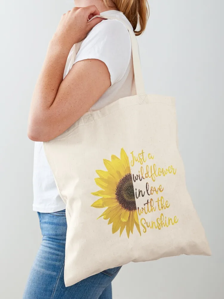 Sunflower Just A Wildflower In Love With The Sunshine Tote Bag Customizable tote bag great bag canvas bags