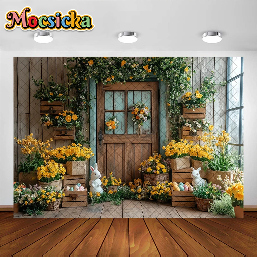 Musim semi fotografi latar belakang telur Paskah bunga dekorasi latar belakang Bbay dewasa perempuan potret Studio foto Banner alat peraga