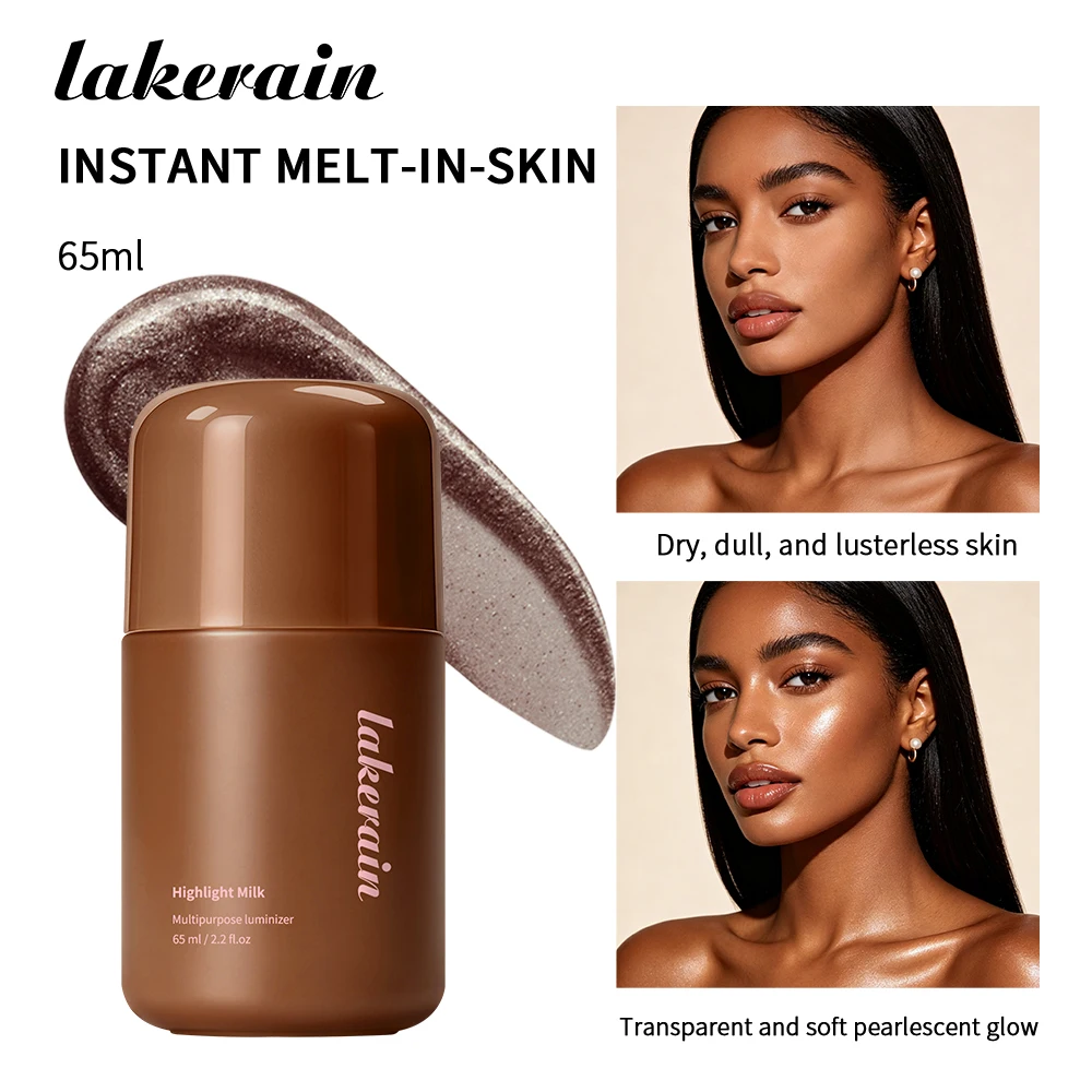 Liquid Highlighter Milk Face & Body Glow Illuminator Hydrating Pearly Pink Dewy Shimmer Long Lasting Natural Radiant Skin Makeup