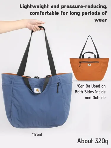 Imagen 2 del producto Bolsa de viaje Reversible, bolsa de lona plegable de gran capacidad para llevar, bolsa de embalaje de equipaje de hombro para mujeres y hombres