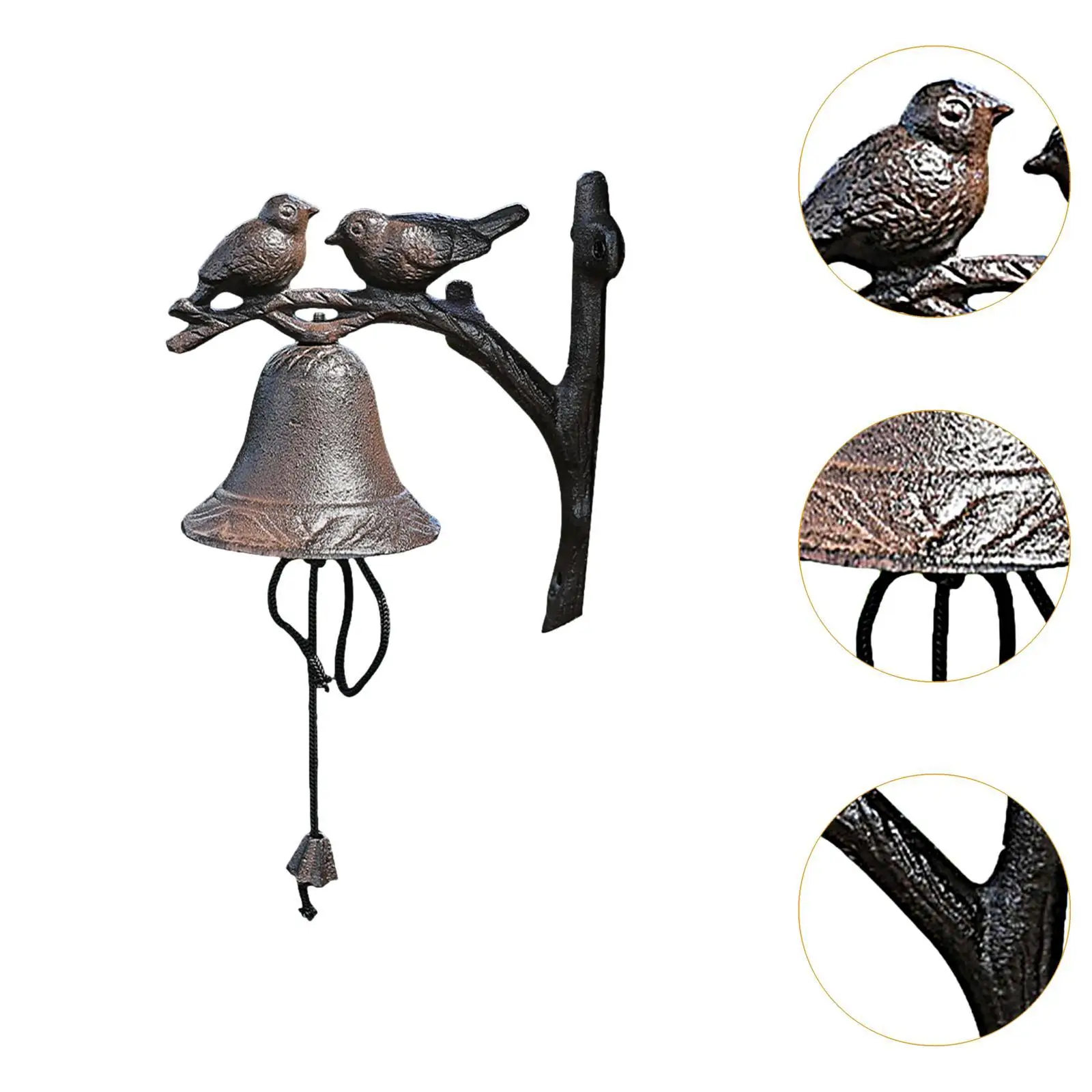 Dzwonek do jadalni montowany na ścianie, retro design, metalowy dzwonek, dekoracja w stylu farmhouse, rustykalny dzwonek do drzwi z motywem ptaków do ogrodu, na podwórko, na ścianę, do użytku wewnątrz i na zewnątrz, do domu.