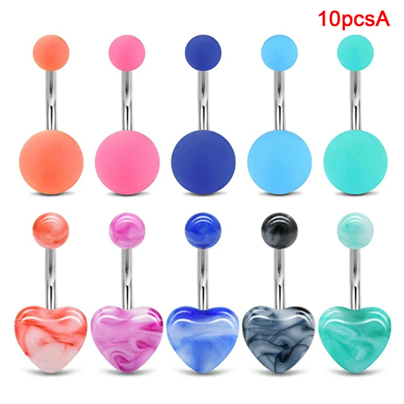 5/10/12/16pc/Set Cute Dangle Belly Ring Pack 14G Navel Piercing Bulk Sexy Belly Ring Set Belly Button Ring Lot Piercing Jewelry