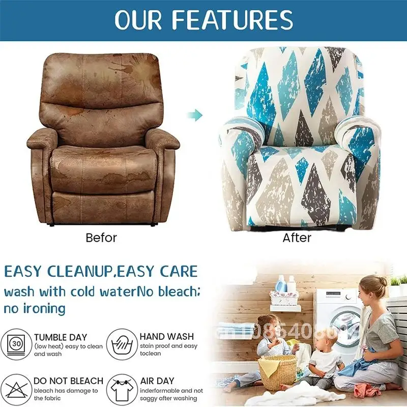 Stretch Recliner Sofa Slipcover Non Slip Soft Couch Sofa Cover lazyboy Washable Furniture Protector with Elastic Bottom for Kids