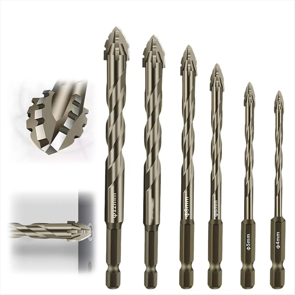 X16A Hot 4 Flute Eccentric Drill Bit Set,New Four-Flute Eccentric Drill Bit,Four Edged Serrated Eccentric Drill Bit