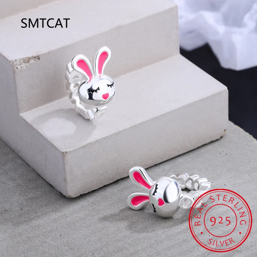 Baby Princess 925 Silver Heart Ear Buckles Cute Rabbit Hoop Earring For Girl Child Woman Beautiful Aros Huggies Earring Jewelry