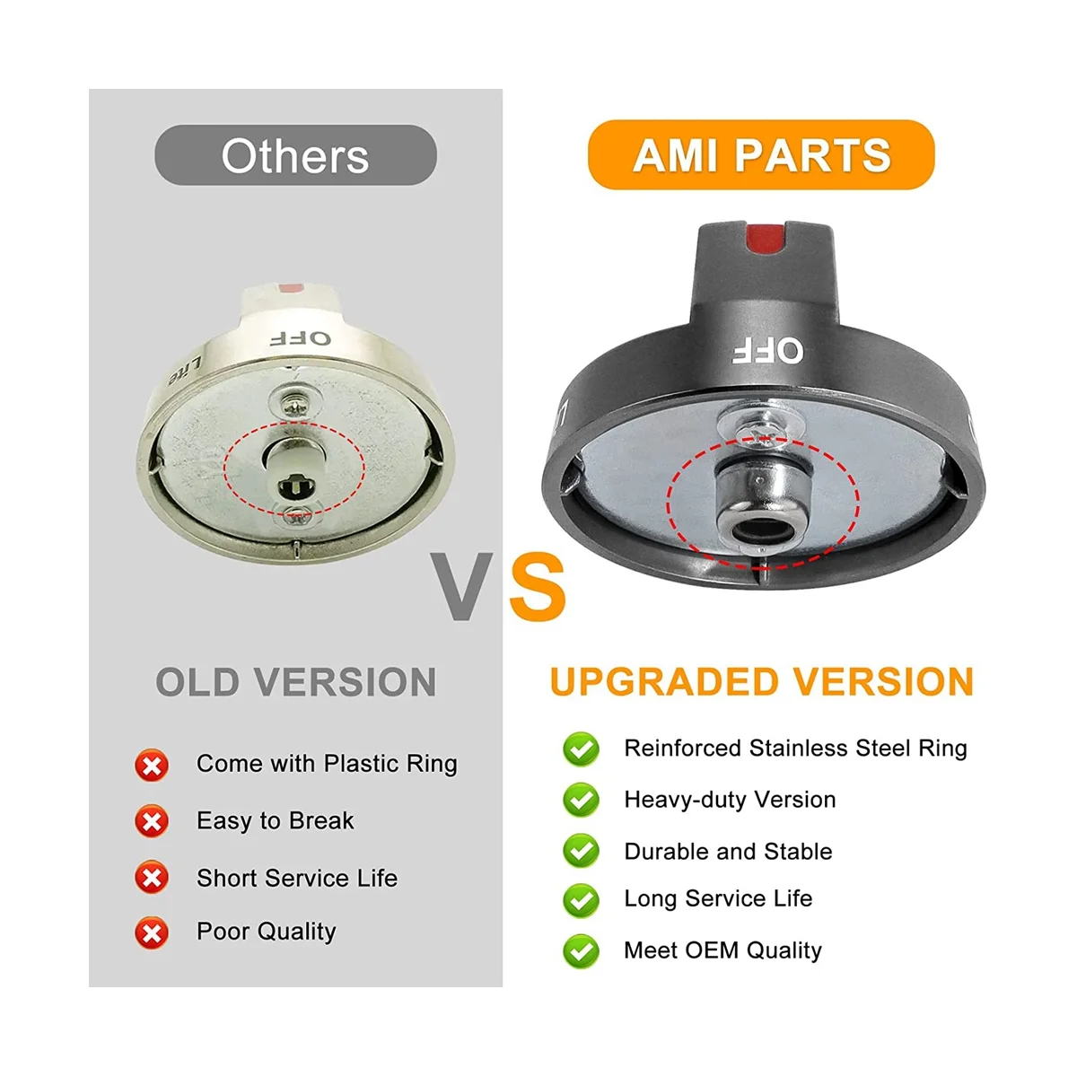 Fogão inoxidável preto Gás Range Knobs Substituição, DG64-00473B, Fit para NX58M6850SG,NX58J5600SG,NX58J7750SG, 1Pc