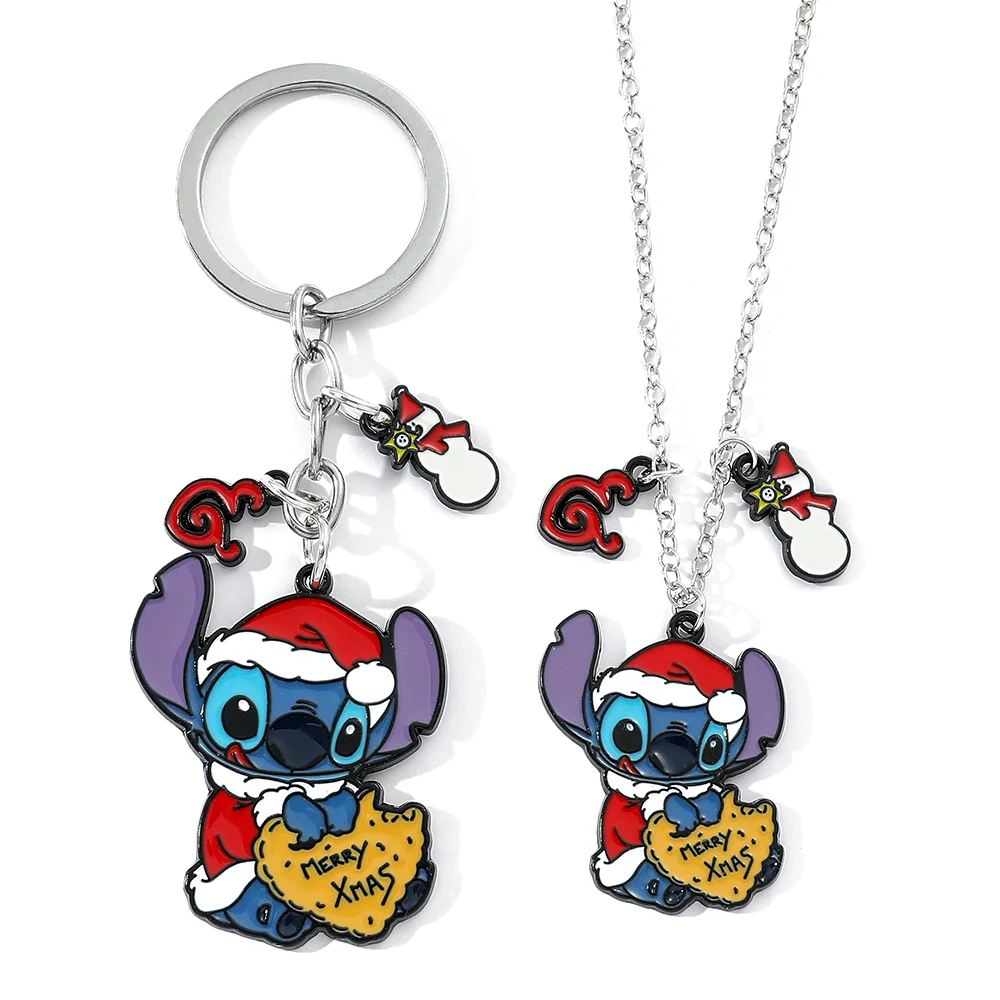 Cartoon Lilo & Stitch Keychain Metal Enamel Pendant Keyrings Cute Stitch Bag Accessories Gift for Friends Cosplay