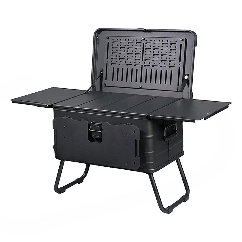 

Outdoor camping aluminum-magnesium alloy storage box modification box for car use, with tripod finishing box