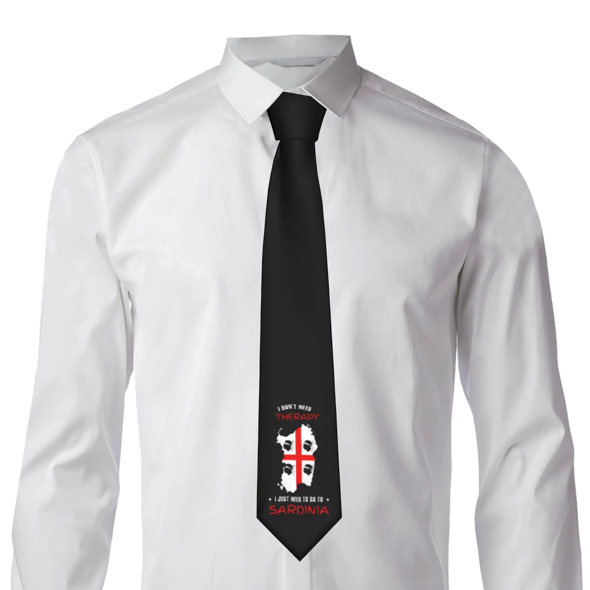 Fashion Sardinia Is My Therapy Neck Ties for Office Men Italy Flag Italia Italian Pride Necktie