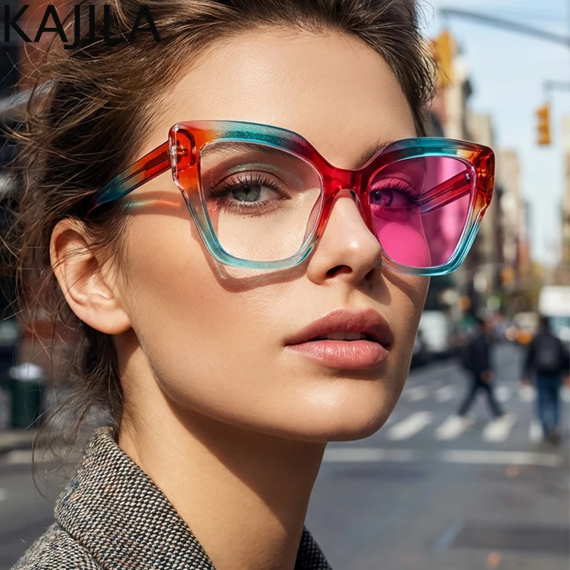 

Sexy Cat Eye Anti Blue Light Glasses Women 2025 Luxury Brand Vintage Prescription Change Color Sunglasses Computer Eyeglasses