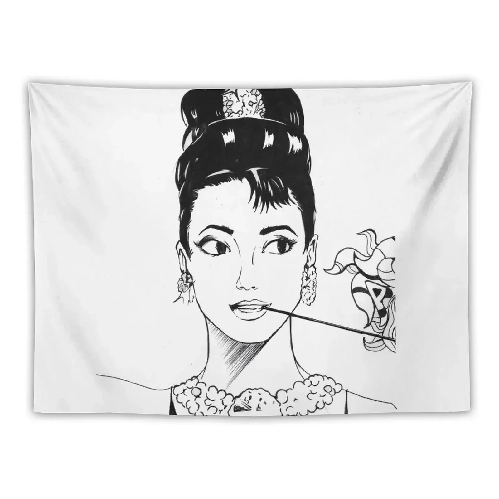 

Doodle Audrey Hepburn Tapestry Aesthetics For Room Room Aesthetic Mushroom Tapestry