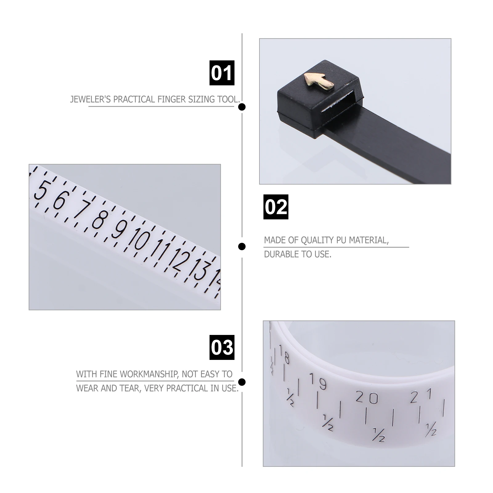 

3 Pcs Jewelry Measurement Device Finger Measuring Tool Sizer Gauge Diameter Circle Rings The Body