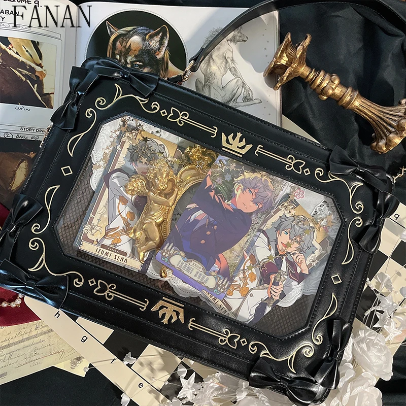 

Shoulder Messenger Bag Girl Retro Square Transparent Commuter Crossbody Bags Lolita Style Women's Handbags 2025 New