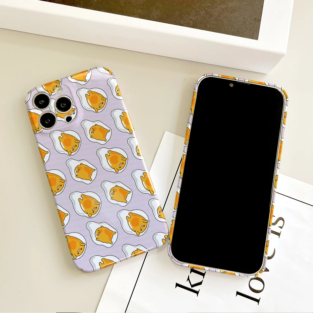 MINISO Cute Cartoon G-Gudetama Case For Samsung S23 22 21 Fe Ultra Plus A04 33 5G All-inclusive Glossy Hard Cover Film Shell