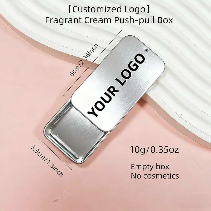 【شعار مخصص】50 قطعة مخصصة 10 جرام صندوق حديد صغير منزلق مسحوق أسود وأبيض وفضي مواد تغليف مستحضرات التجميل بأربعة ألوان