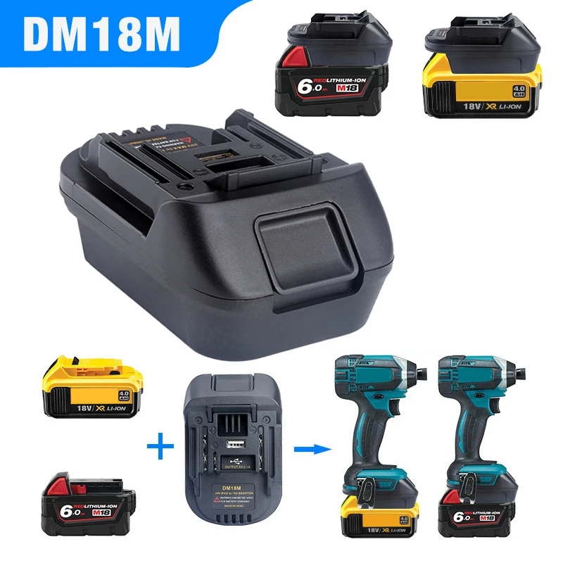 

DM18M Battery Adapter for Makita 18V Tools Convert for Dewalt 20V Battery & Milwaukee M18 18V Battery to Makita 18V Battery