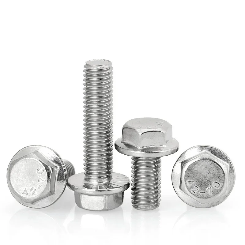 Hex Bolt M4 M5 M6 M8 M10 M12 304 Stainless Steel External Hex Outer Hexagon Head Flange Cap Screw with Serrated Washer
