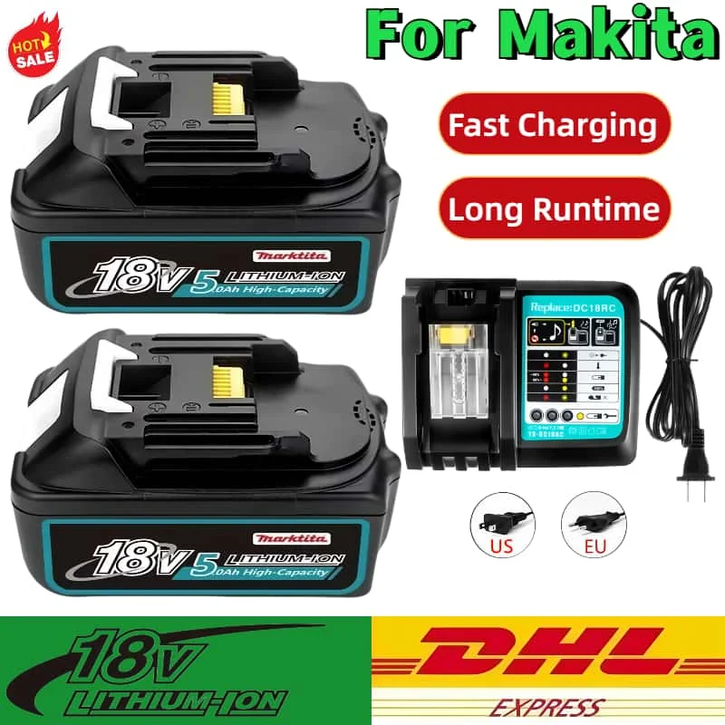 For MAKITA 18V Lithium-Ion Battery 12.0Ah High Capacity Fast Charging BL1850B Compatible DDF487 DTD173 DTW700 DGA404 power tools