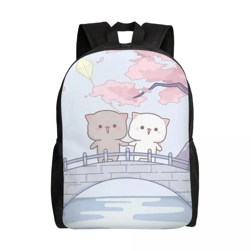 Romantic Peach And Goma Mochi Cat Backpacks for Boys Girls College School Travel Bags Women Men Bookbag Fits 15 Inch Laptop