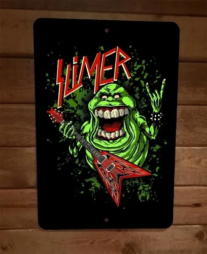 Slimer Playing Guitar Ghostbusters  Metal Wall Sign