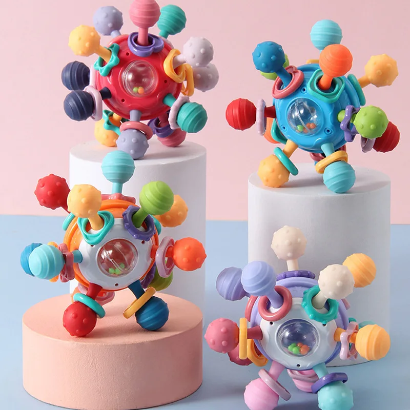 Juguetes para bebés de 0 a 12 meses, juguete sensorial suave para la dentición, actividad, Bola de agarre manual, sonajero de aprendizaje para el desarrollo del recién nacido, juguetes para bebés