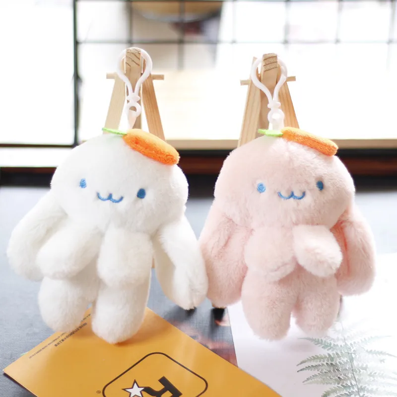 Plush Long-ear Radish Rabbit Schoolbag Pendant Key Chain Creative Doll Cartoon Rabbit Bag Pendant Key Chain Rabbit-year Gift