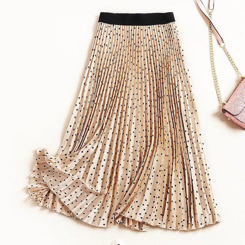 

Pleated Skirts Women Spring Autumn Skirt High Waist Print Midi Skirts Womens Velvet Skirt Maxi Long Skirts Femme Faldas Mujer