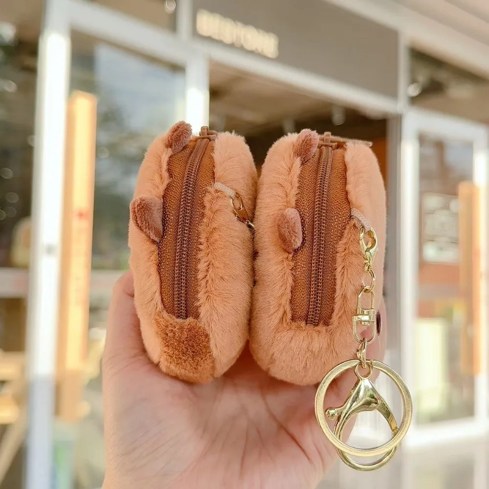 Модный полипропиленовый хлопковый кошелек с капибарой, круглый портативный кошелек с мультяшными животными, сумка на молнии, мини-сумка с подвеской