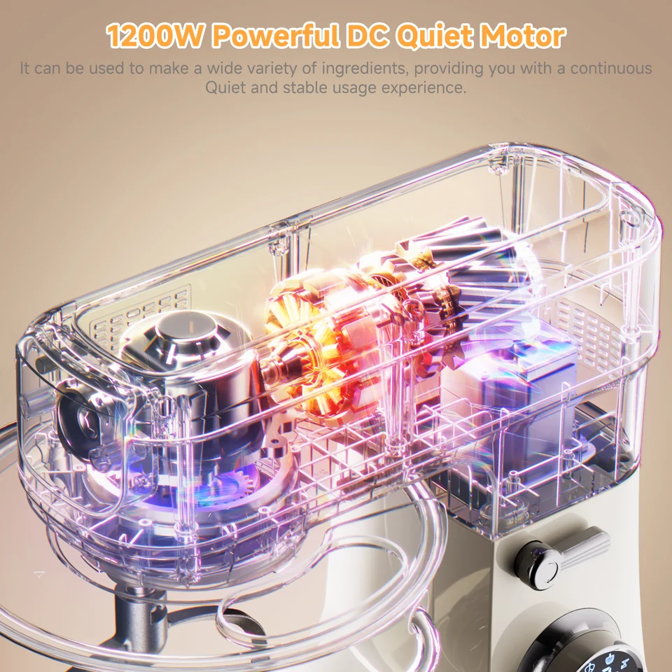 BioloMix 7Lスタンドミキサー（製菓用）1200W DCモーター、生地フック