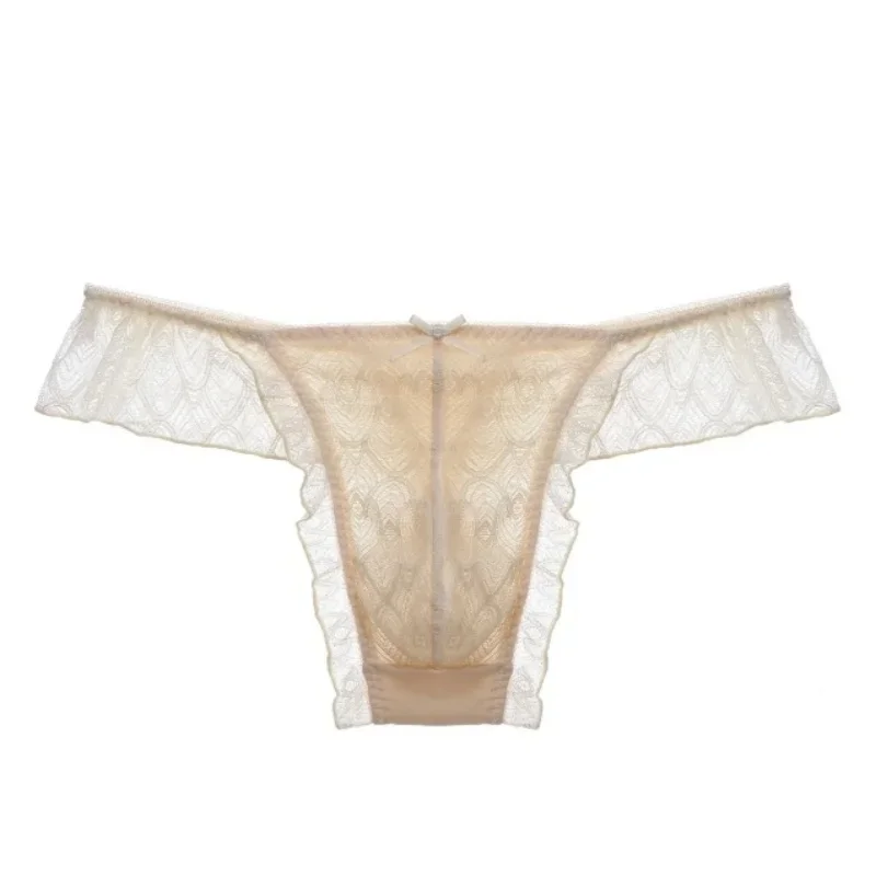 Man Sexy Lace Briefs Sissy Bow Low Waisted Thong G-string T-back Underwear Couple Pantie CD Club Dance FKK Private Party BF