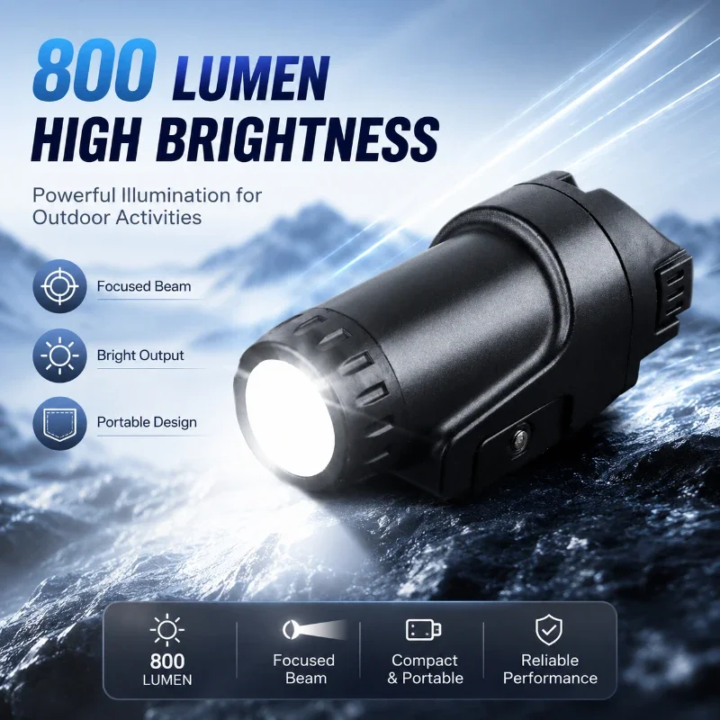 High Lumen Under Install Flashlight 800LM Bright Light Strobe Function Durable Portable Outdoor Camping Lamp Gear