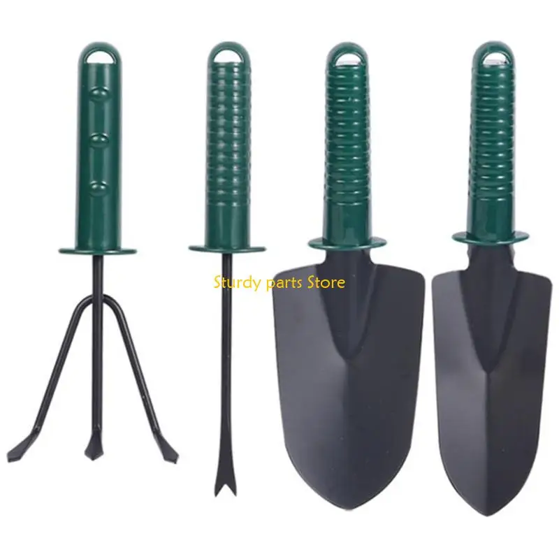 

97QC Complete Gardening Tool Set 4pcs with Hand Shovel Transplanting Shovel Weeder & Hand Rakes Designed for Comfort Efficiency