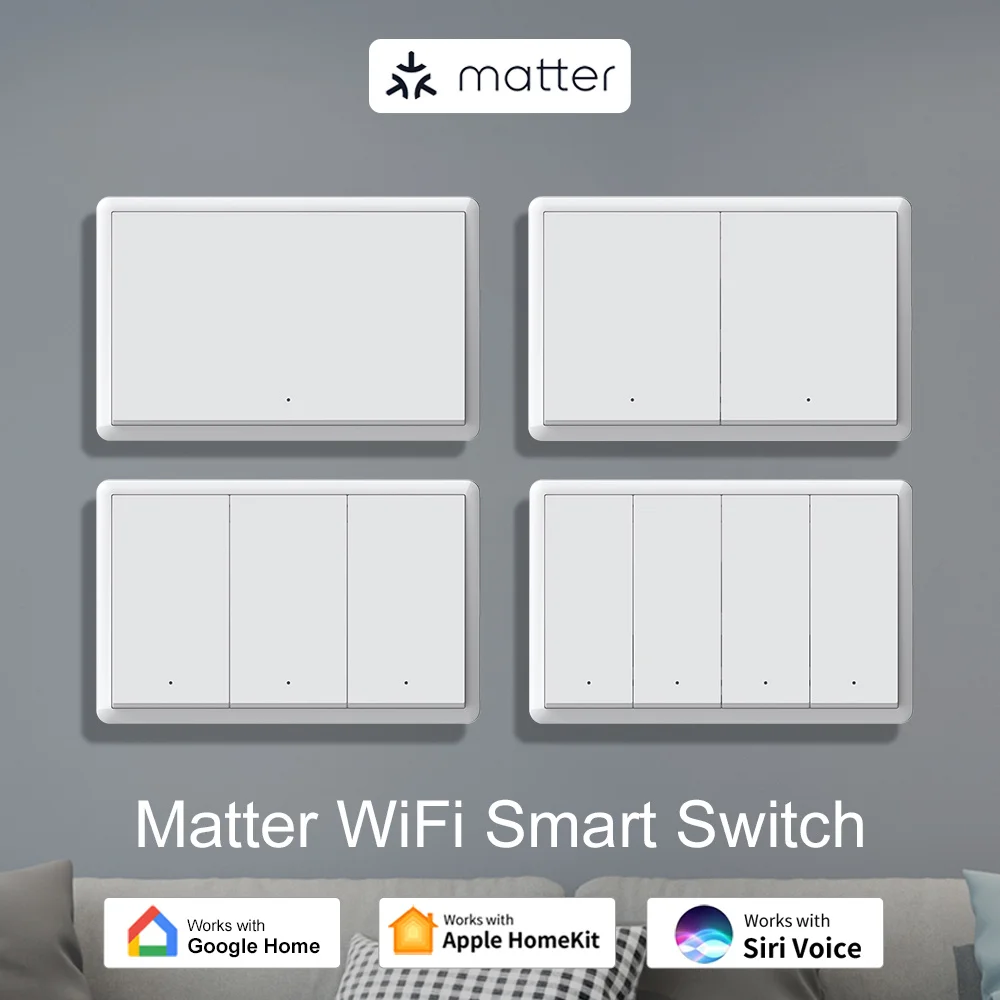 

Smart Life Matter Wi-Fi выключатель света без нейтрального провода и нейтрального провода США кнопочный физический настенный выключатель для Alexa Google Home Tuya