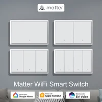 Smart Life Matter-interruptor de luz WiFi, sin cable neutro y cable neutro, pulsador estadounidense, interruptor de pared físico para Alexa, Google Home, Tuya