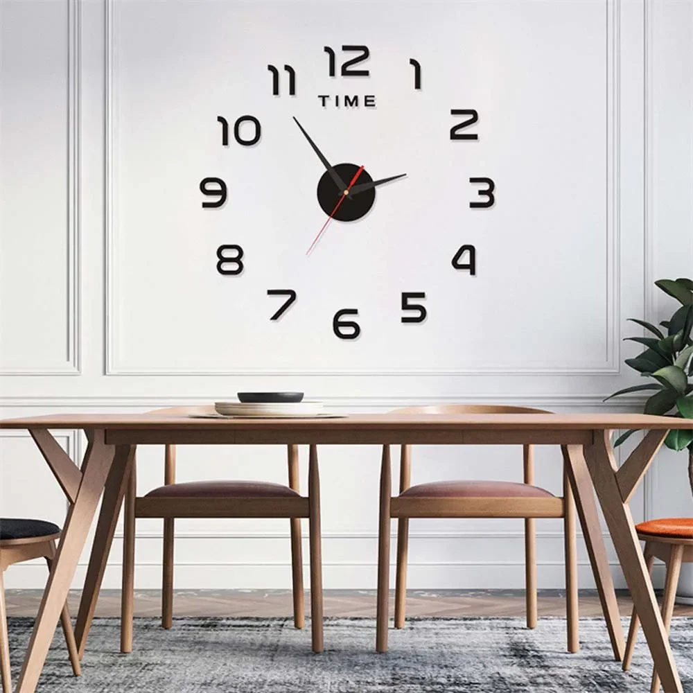 Silent Clock Digital Clock DIY Stereoscopic Wall Clock Living Room Bedroom Wall Clock Home Decorations Wall Sticker Clock Mirror