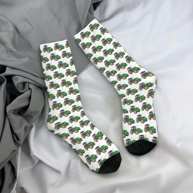 Green Tractor Mens Crew Socks Unisex Cute 3D Printed Dress Socks