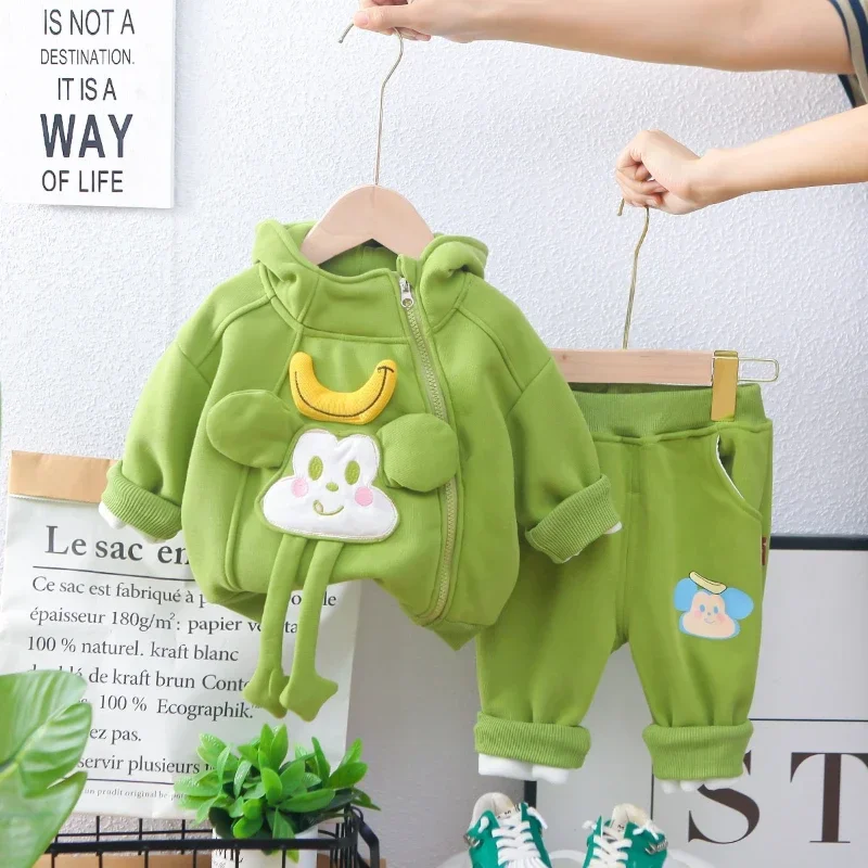 New Winter Baby Girls Clothes Children Boys Thick Hooded Jacket Pants 2Pcs/Sets Toddler Clothing Infant Costume Kids Tracksuits image 4