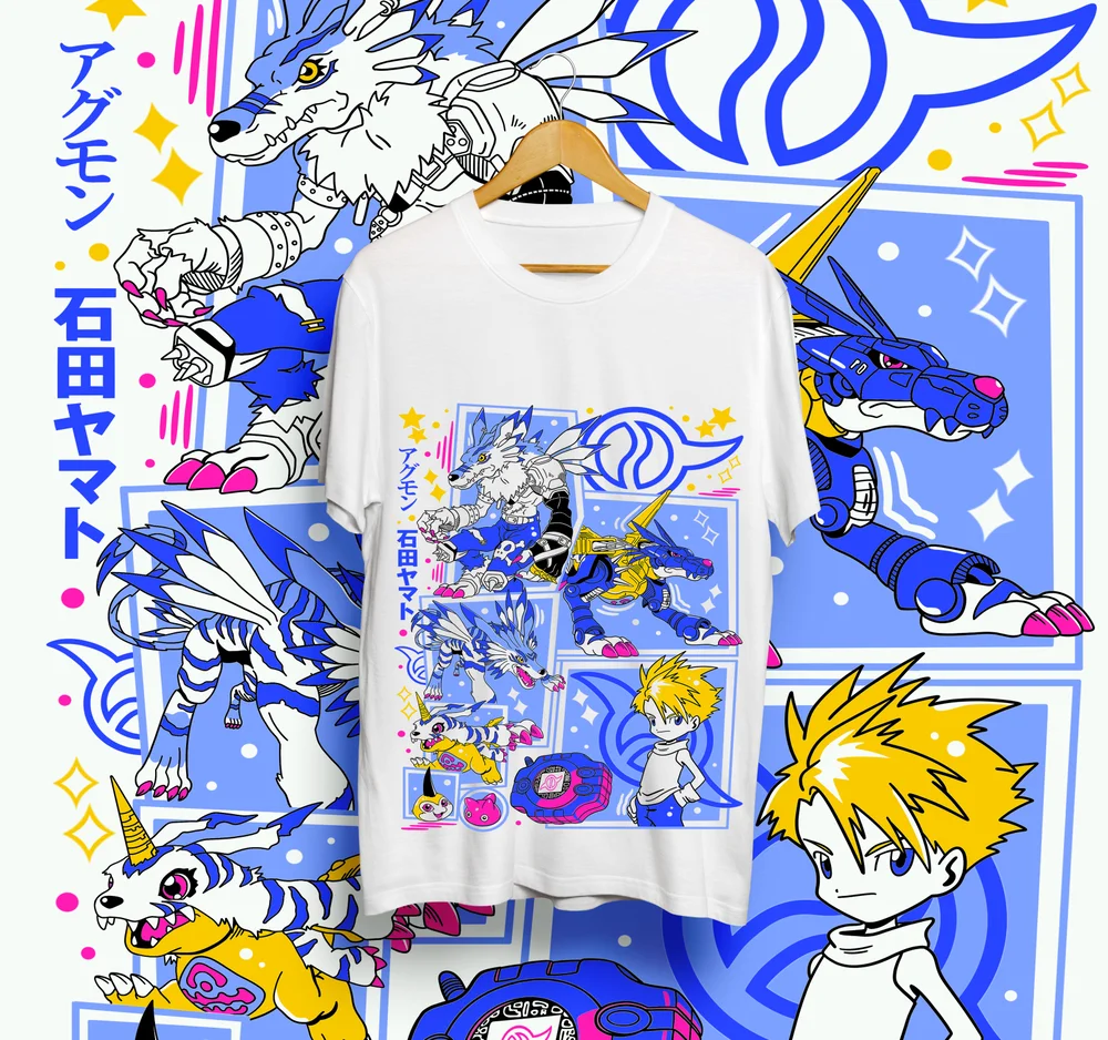 

Gabumon Digimon Adventure T-Shirt Tsunomon Punimon Garurumon Anime shirt