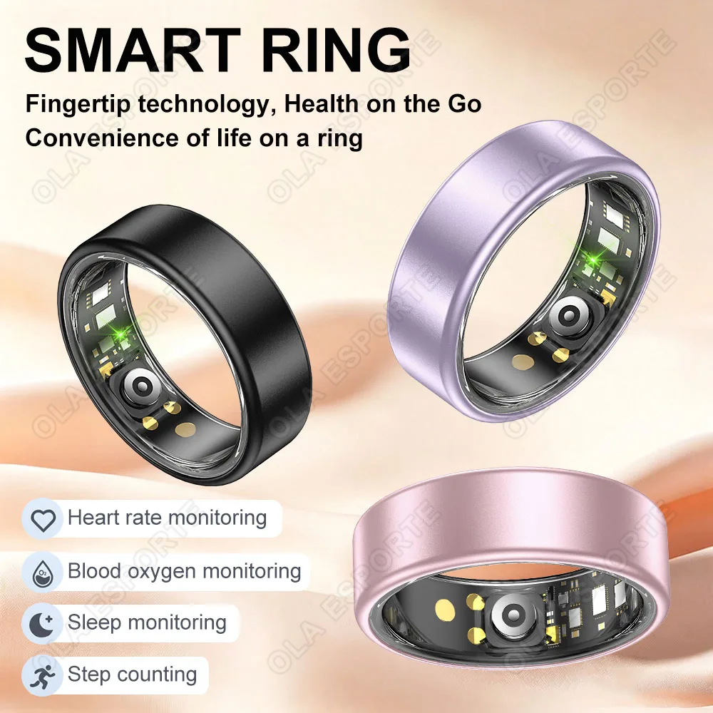 Mehrfarbiger Smart Ring Herzfrequenz- und Schlafüberwachung Mehrere Sportmodi Schrittzähler IP68 Fitness-Ringe für Android IOS 2026 Neu